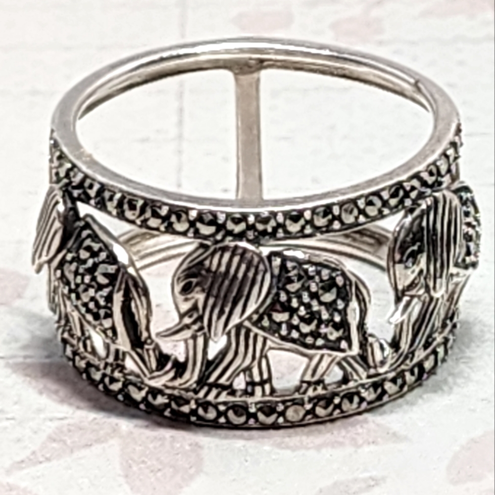 Sterling and Marcasite Signed Ring